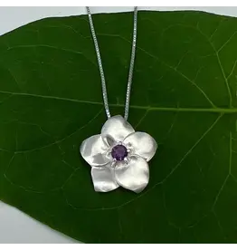 Amethyst Flower Necklace - Sterling Silver, Indonesia