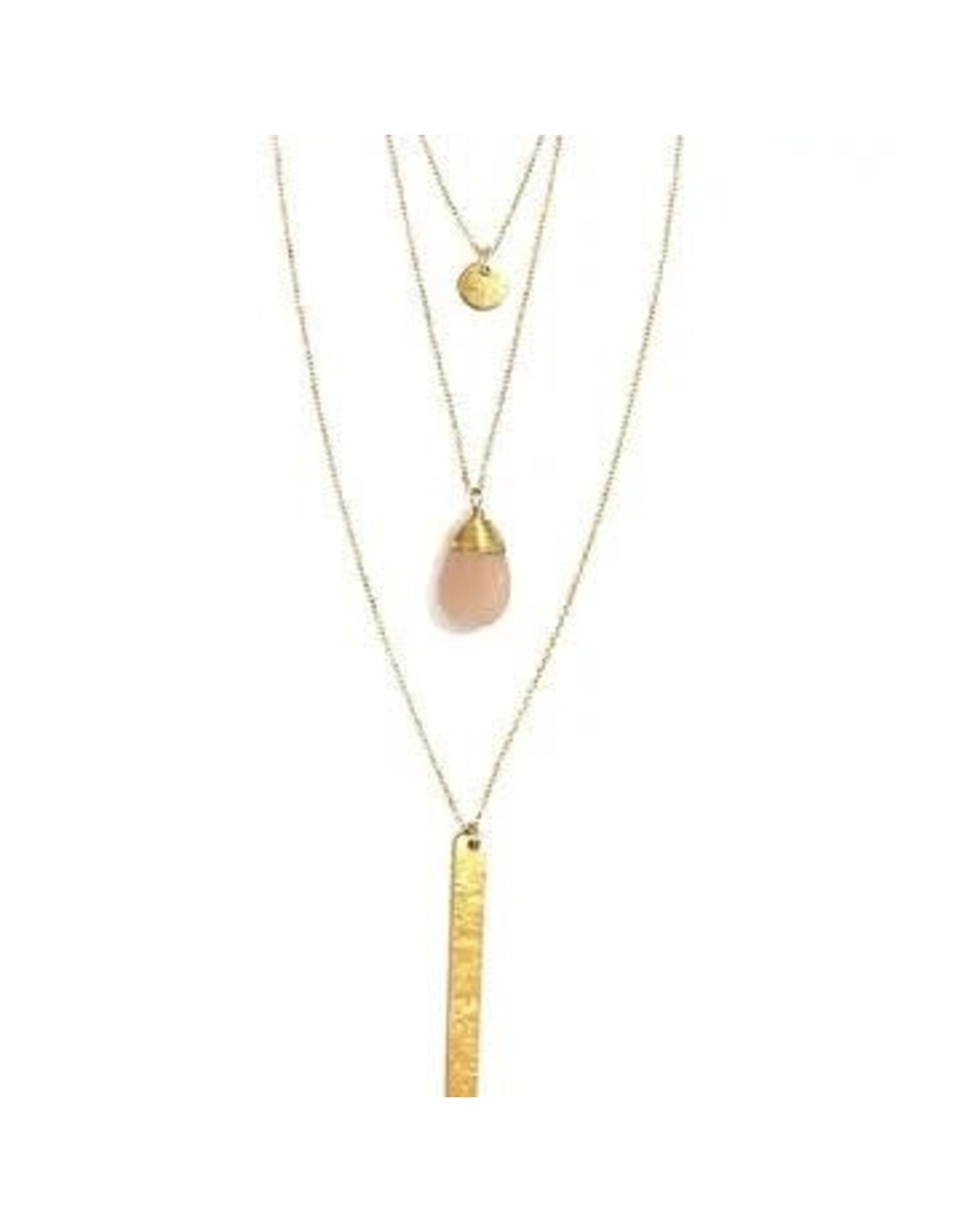 Triple Strand Multi-Way Pendant Necklace - Brass, India