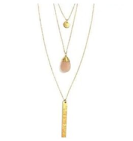 Triple Strand Multi-Way Pendant Necklace - Brass, India
