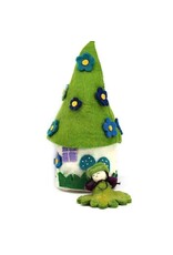 Blue Flower Felt Fairy House w/ ONE Fairy, Nepal