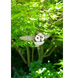 Owl in Flight Recycled Metal Hanging Sculpture, Zimbabwe