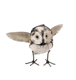 Small Owl with Wings, Recycled Metal