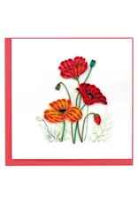 Quilled Red & Orange Poppies Greeting Card