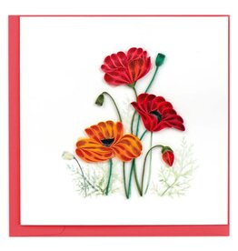 Quilled Red & Orange Poppies Greeting Card