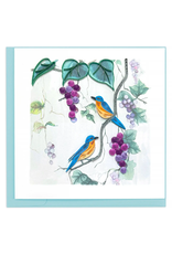 Quilled Purple Grapes & Bluebirds Greeting Card