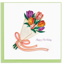 Trade roots Birthday Tulip Bouquet Quill Card, Vietnam