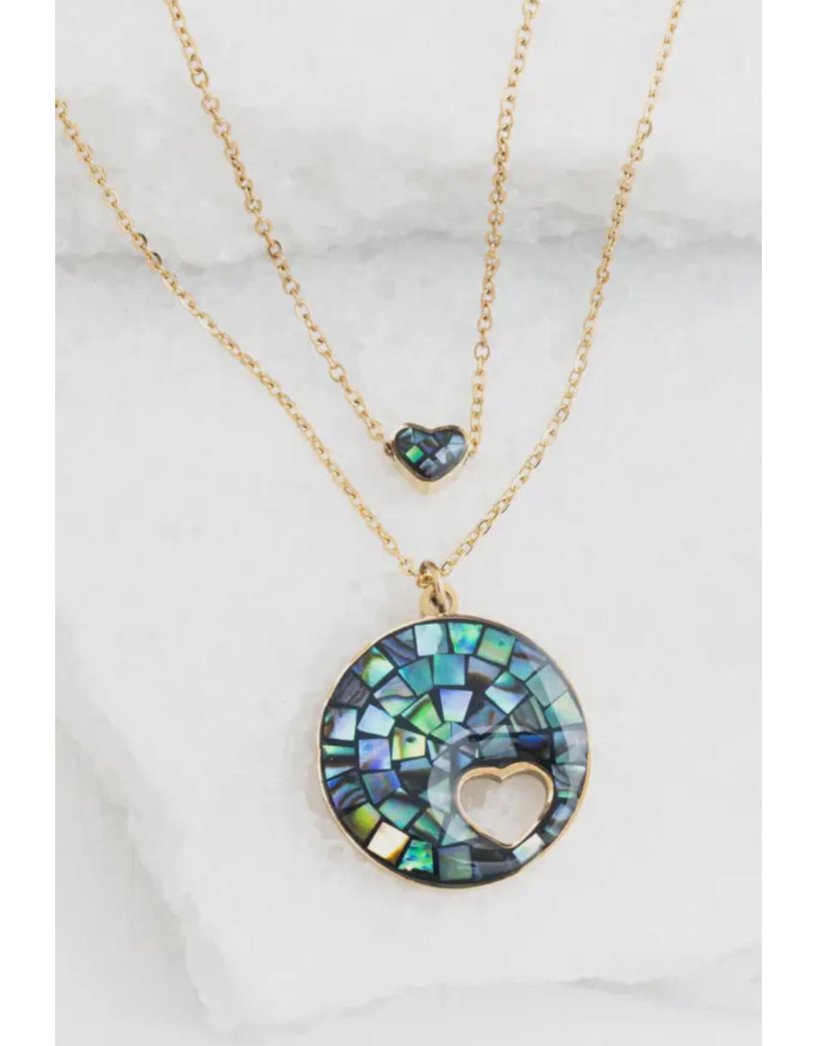 Journey Together Necklace in Abalone, Asia (double heart)