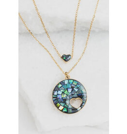 Journey Together Necklace in Abalone, Asia (double heart)