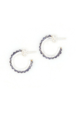 Iolite Stone Sterling Silver Hoops, India