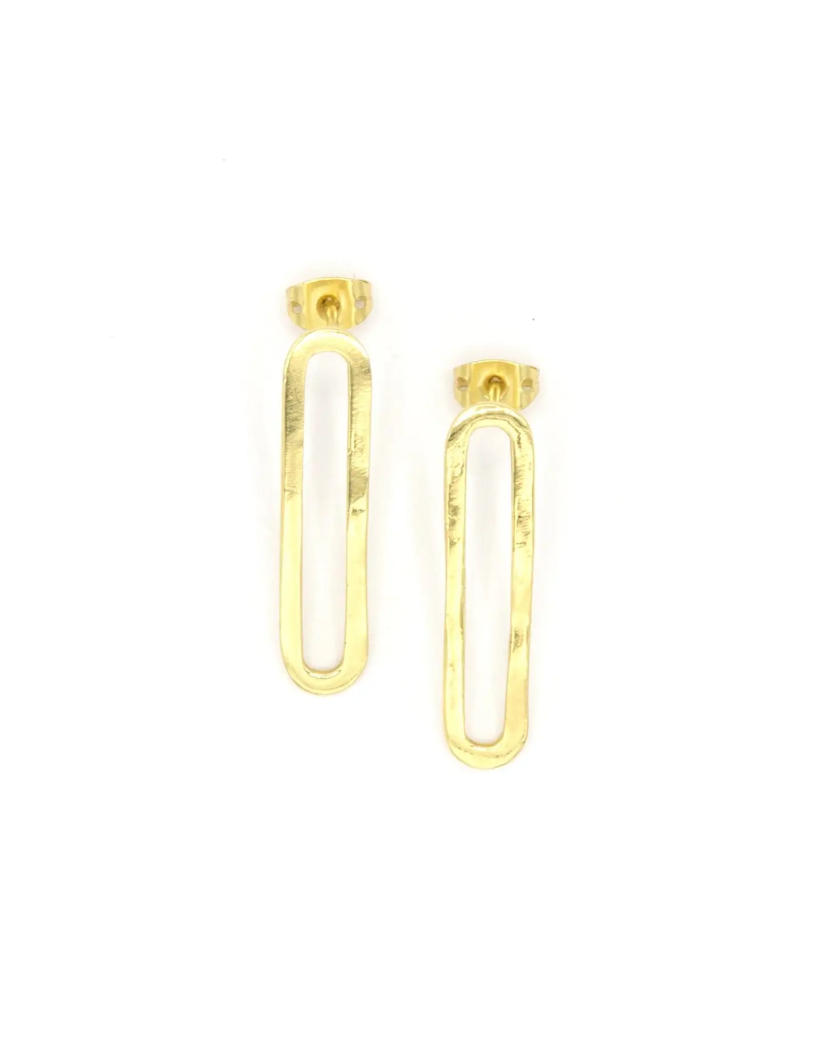 Elongated Loop Brass Stud Earrings, India