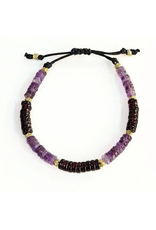 Elemental Stone Adjustable Bracelet | Amethyst + Garnet