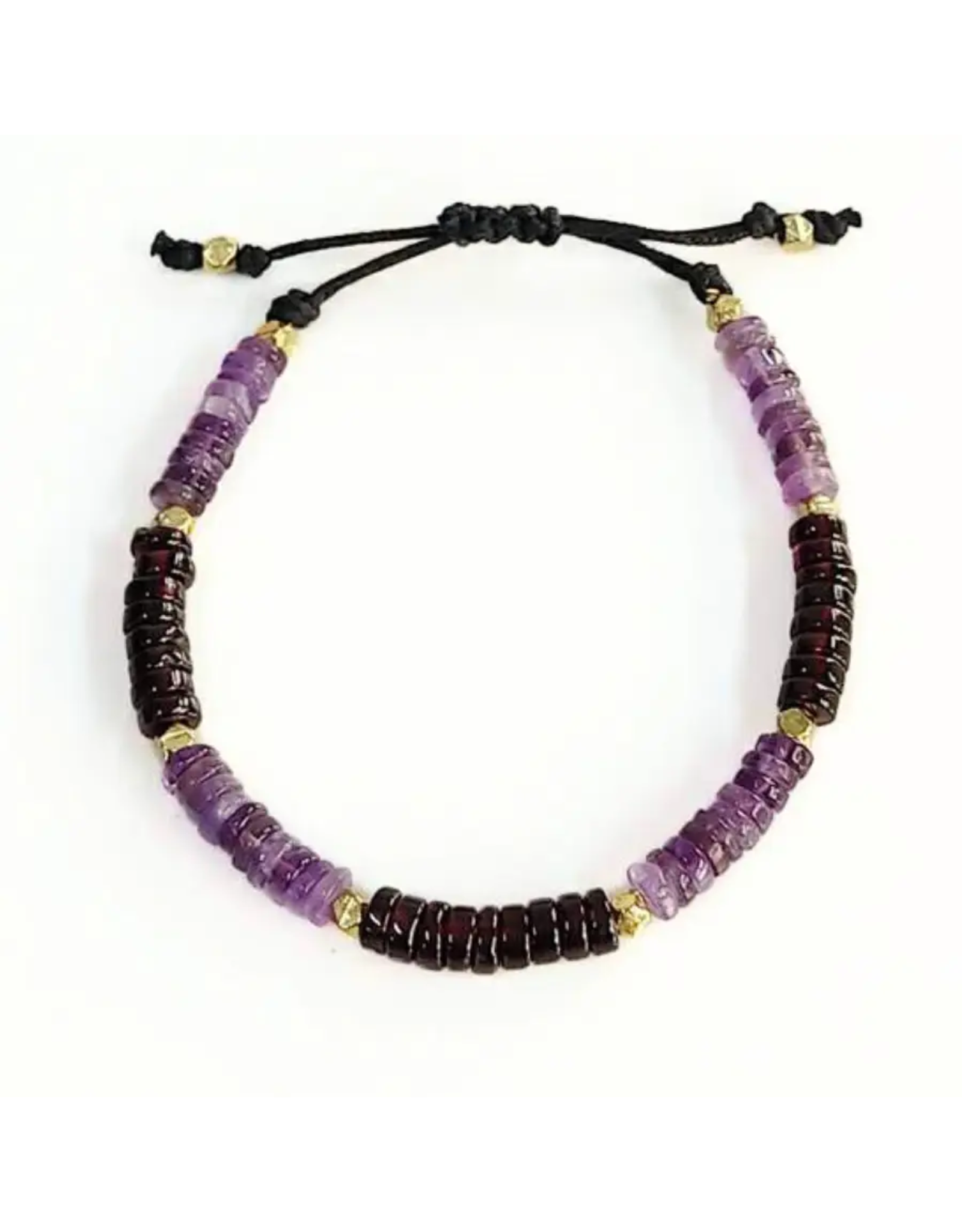 Elemental Stone Adjustable Bracelet | Amethyst + Garnet