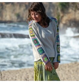 Granny Square Sweater in Cream, Nepal