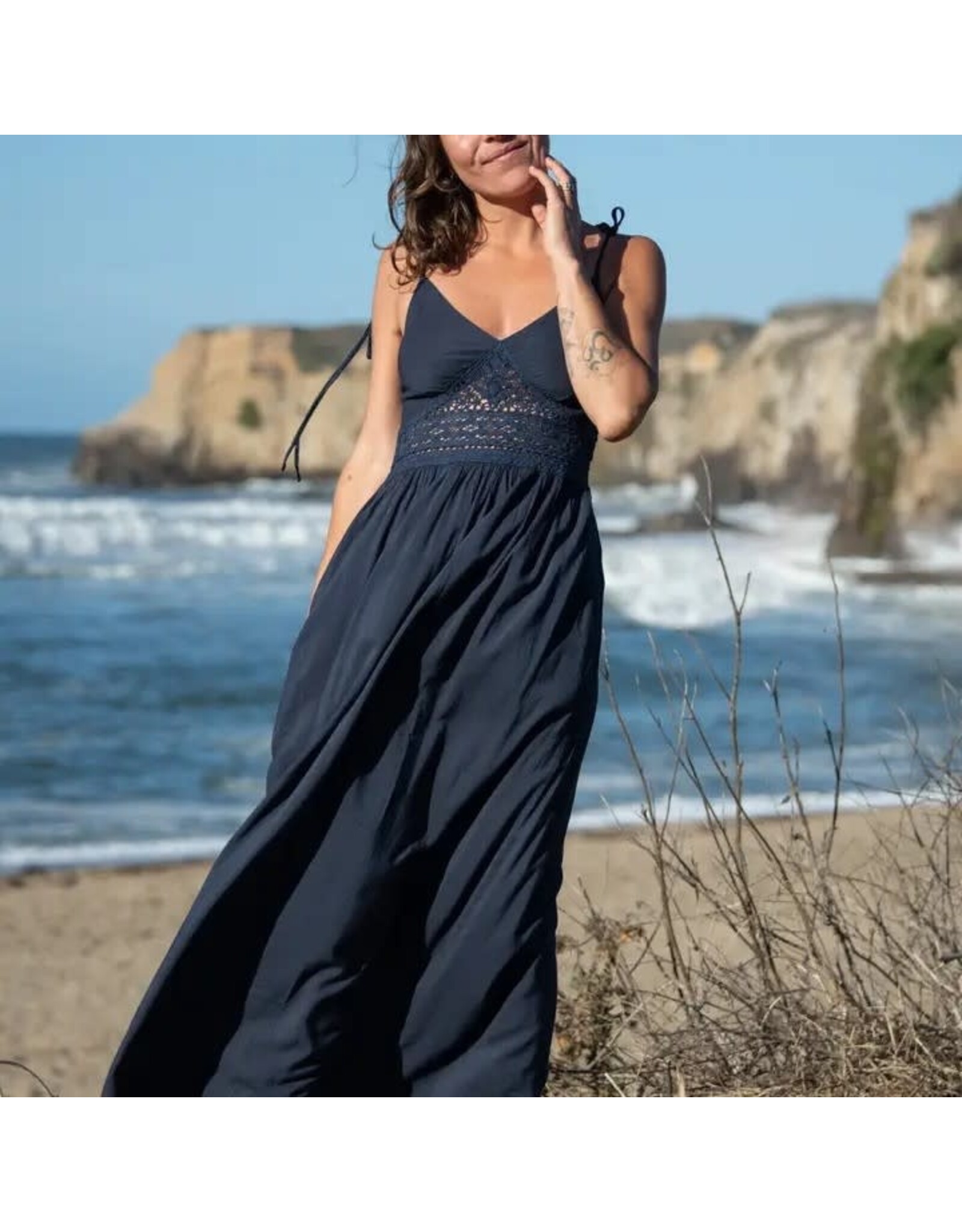 Maxi Lace Dress, Navy Blue