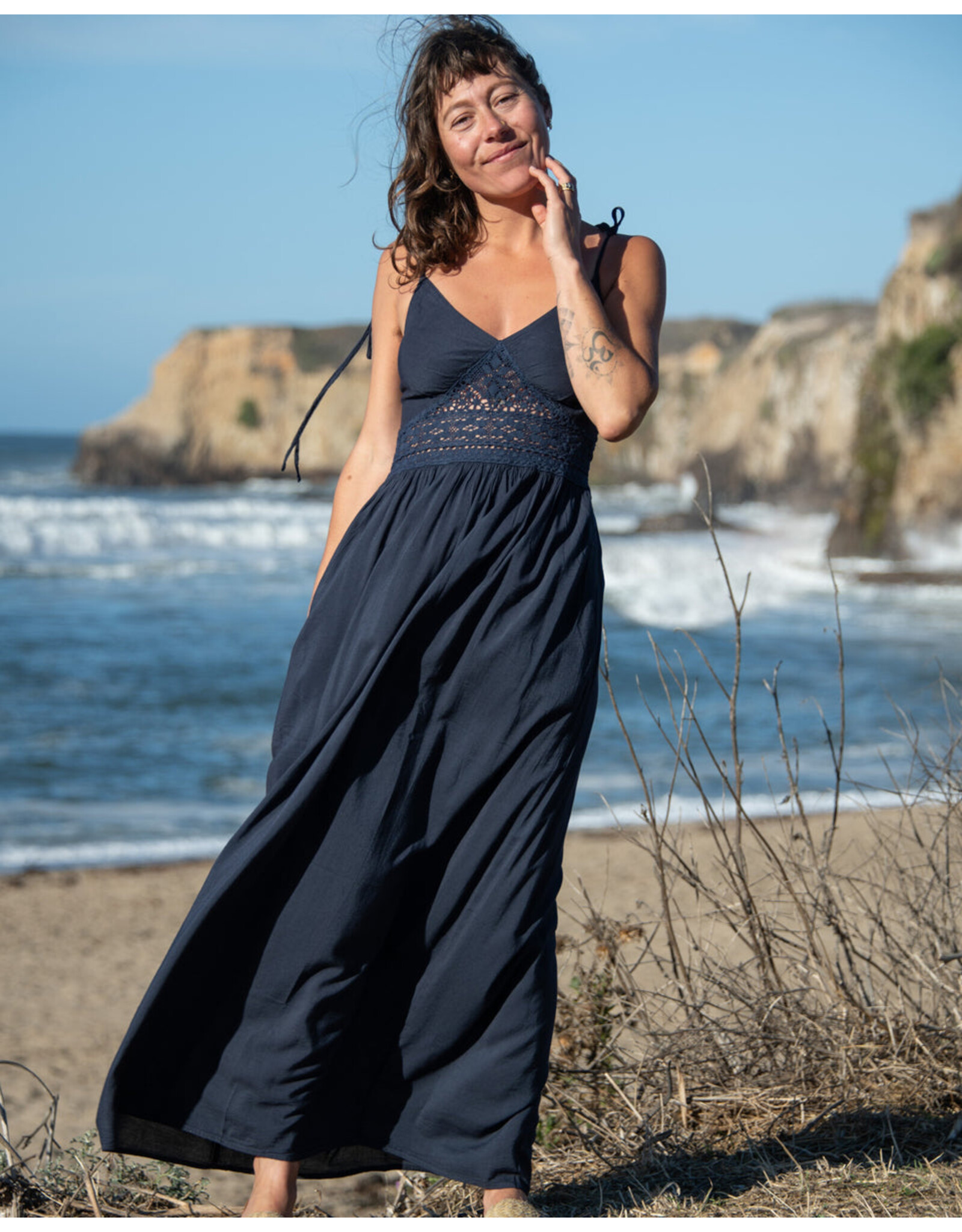 Maxi Lace Dress, Navy Blue