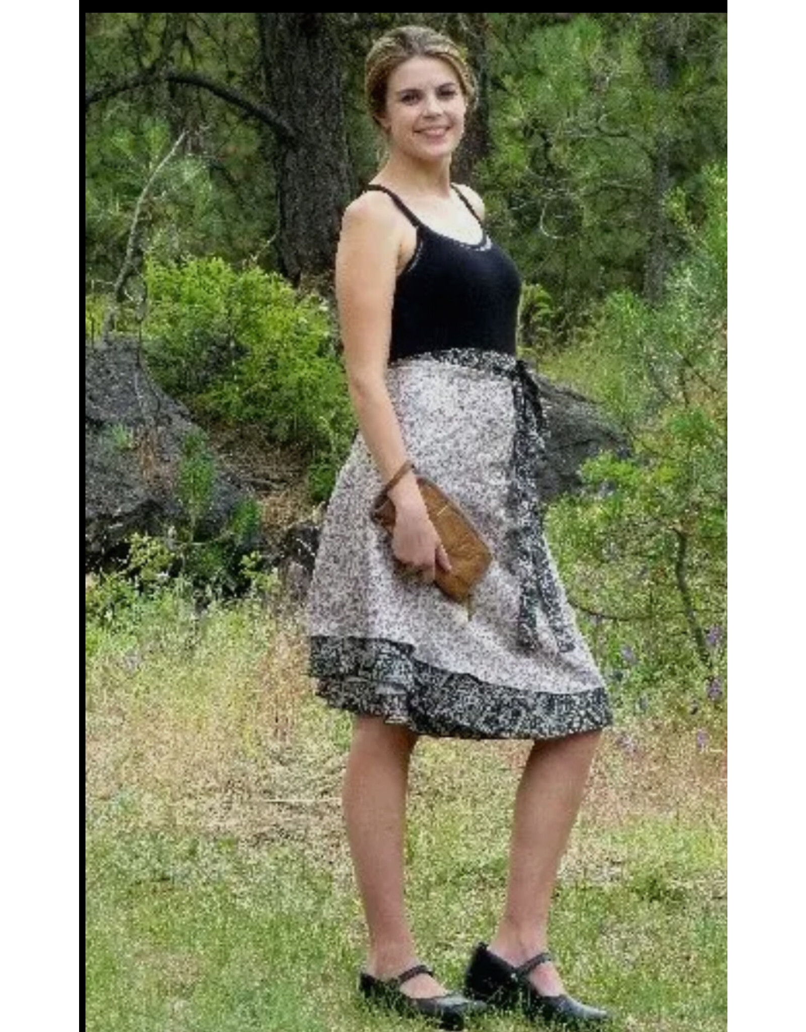 Knee Length Wrap Silk Sari Skirt, Nepal