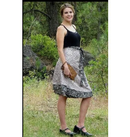 Knee Length Wrap Silk Sari Skirt, Nepal