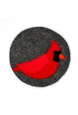 Cardinal Round Felt Trivet