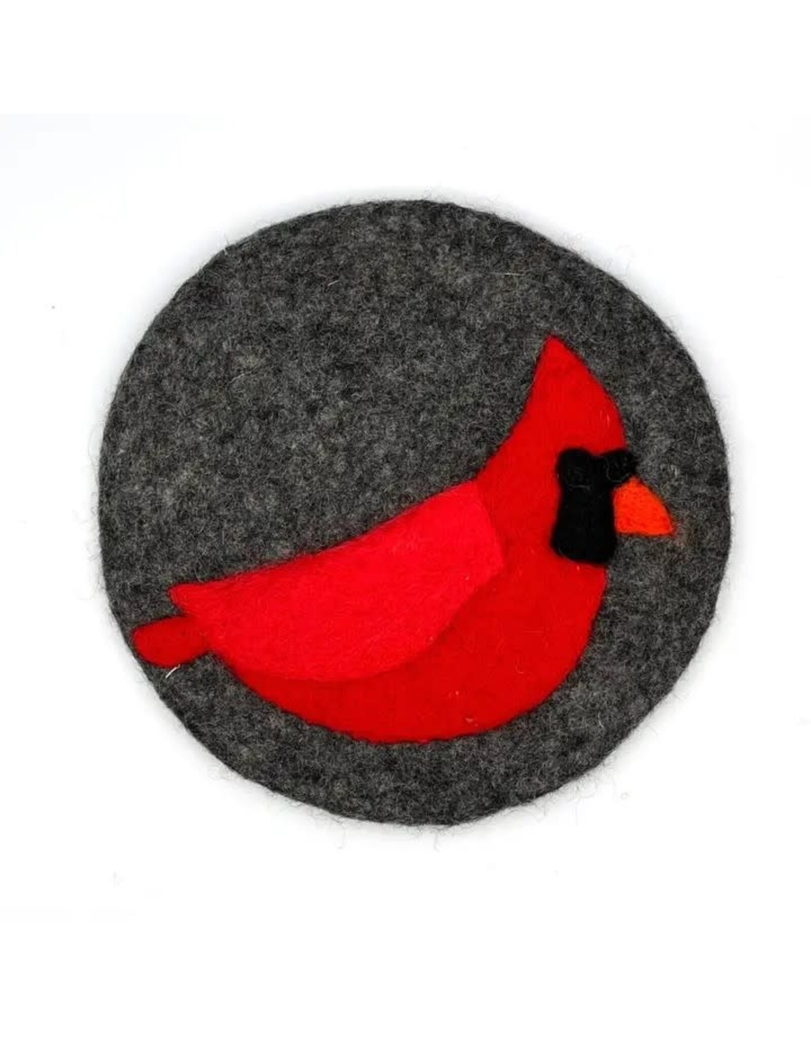 Cardinal Round Felt Trivet