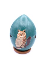 Great Horned Owl Luminary- Teal