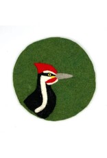 Pileated Woodpecker Round Felt Trivet