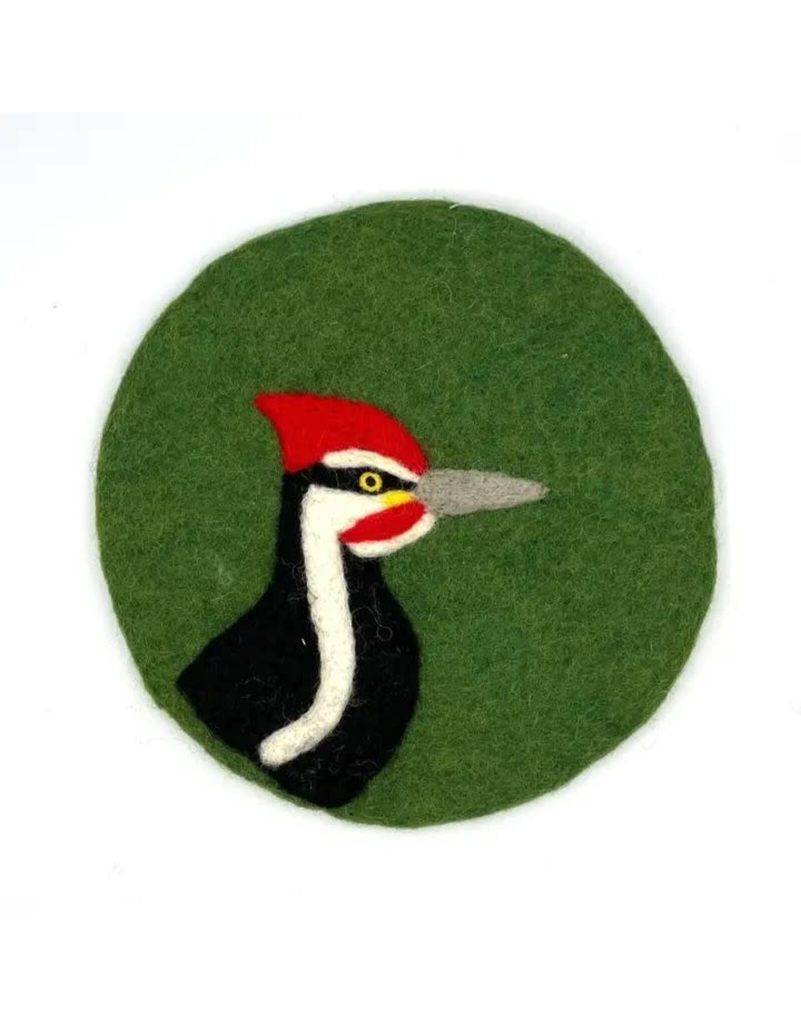 Pileated Woodpecker Round Felt Trivet