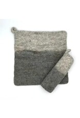 Two-Tone Felt Pot Holder and Skillet Handle Cover (Set), Gray