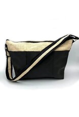 Vegan Recycled Inner Tube and Hemp Sling Bag, Cream