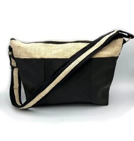Vegan Recycled Inner Tube and Hemp Sling Bag, Cream