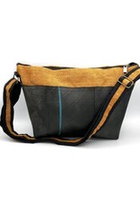 Vegan Recycled Inner Tube and Hemp Sling Bag, Mustard