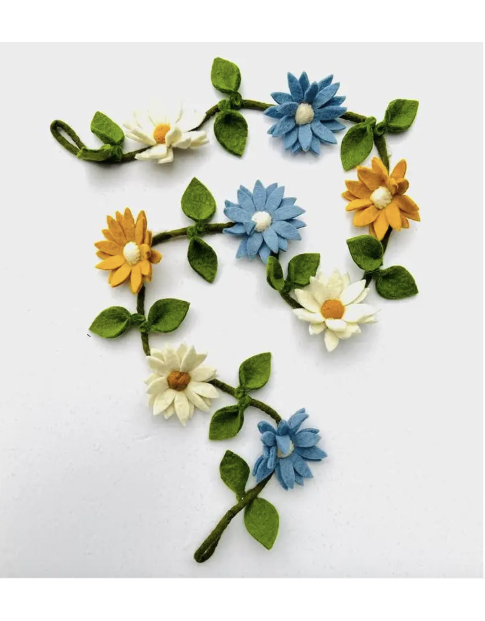 Trade roots Felt Flower Garland - Blue, White and Yellow