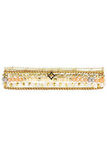 Ellen Dainty Fair Trade Wrap Bracelet - Crystal and Stone, Peach
