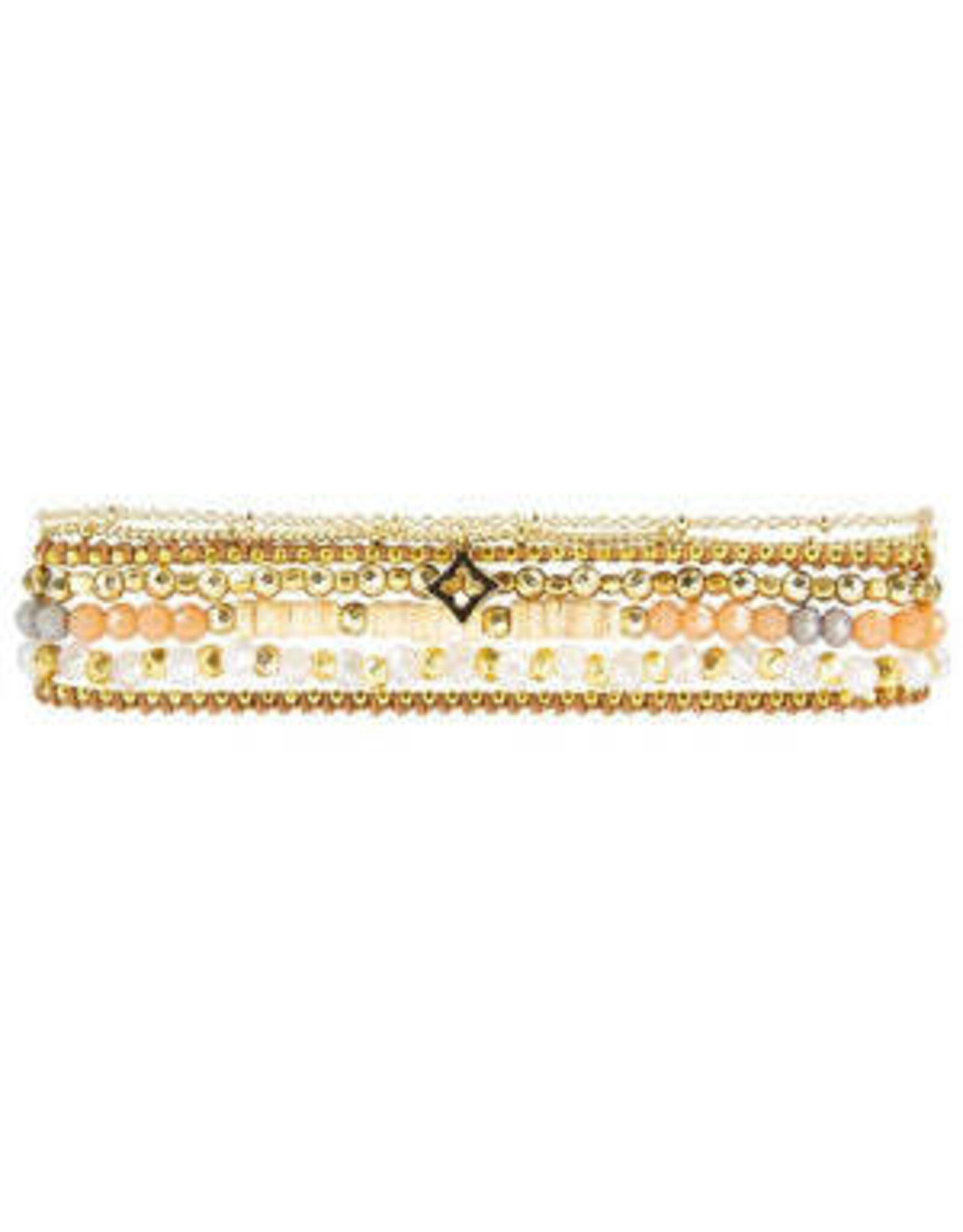 Ellen Dainty Fair Trade Wrap Bracelet - Crystal and Stone, Peach