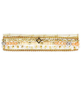 Ellen Dainty Fair Trade Wrap Bracelet - Crystal and Stone, Peach