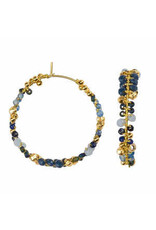 Gabby Fair Trade Beaded Hoop Earrings - Glam Boho Style Deep Blue
