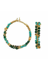 Gabby Fair Trade Beaded Hoop Earrings - Glam Boho Style Turquoise