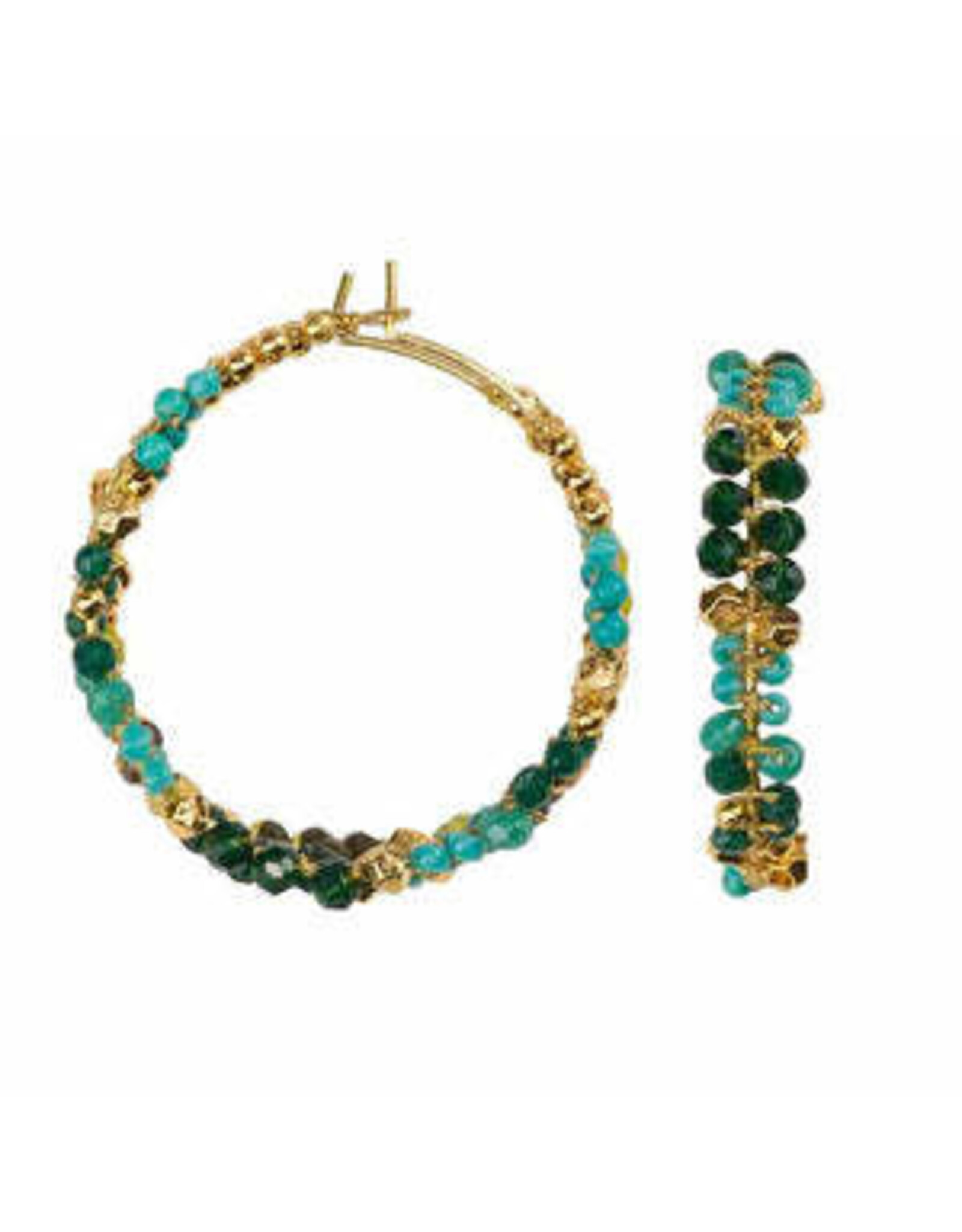Gabby Fair Trade Beaded Hoop Earrings - Glam Boho Style Turquoise