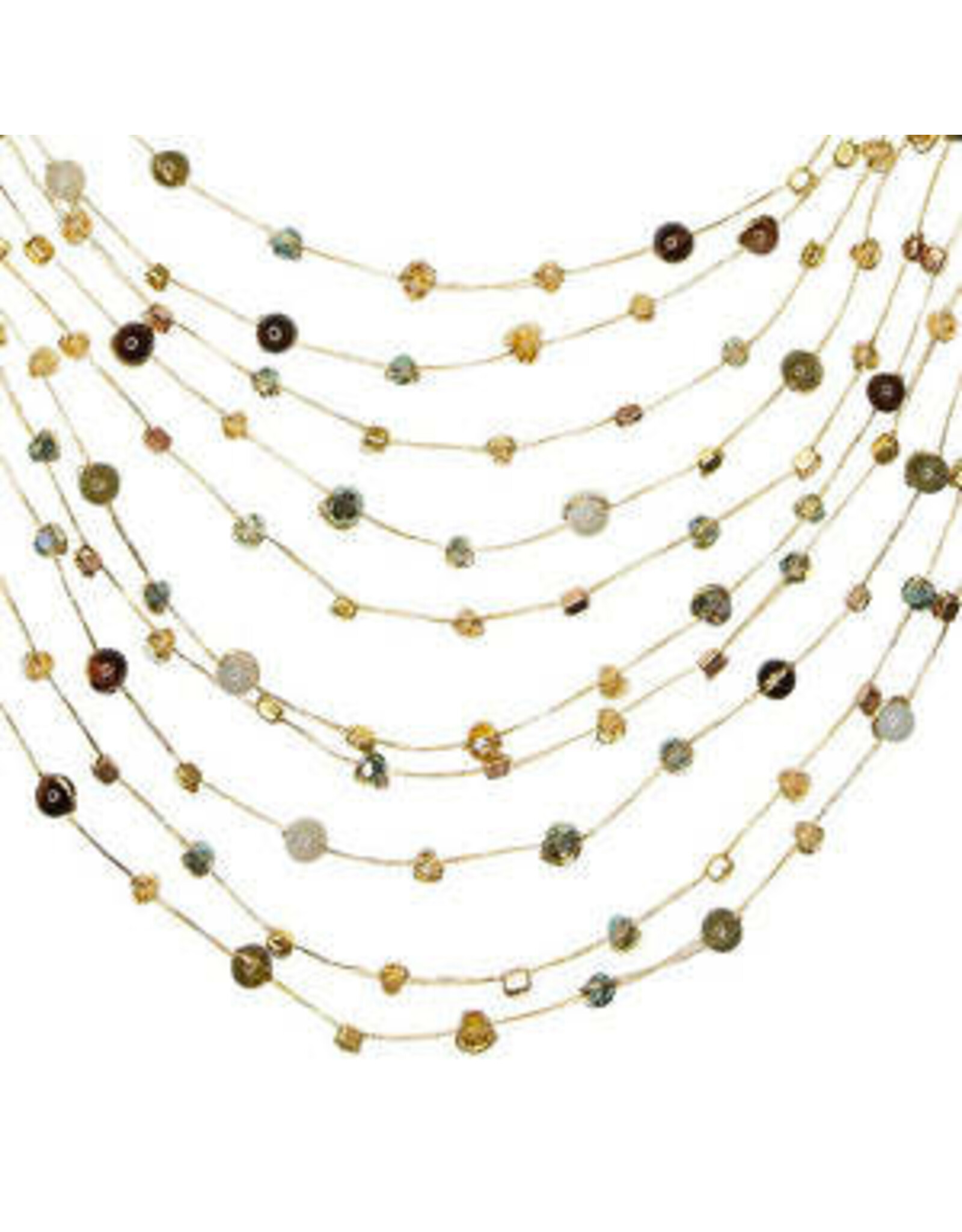 Reena Multistrand Silk and Bead Necklace -  Lichen, Thailand