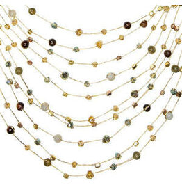 Reena Multistrand Silk and Bead Necklace -  Lichen, Thailand