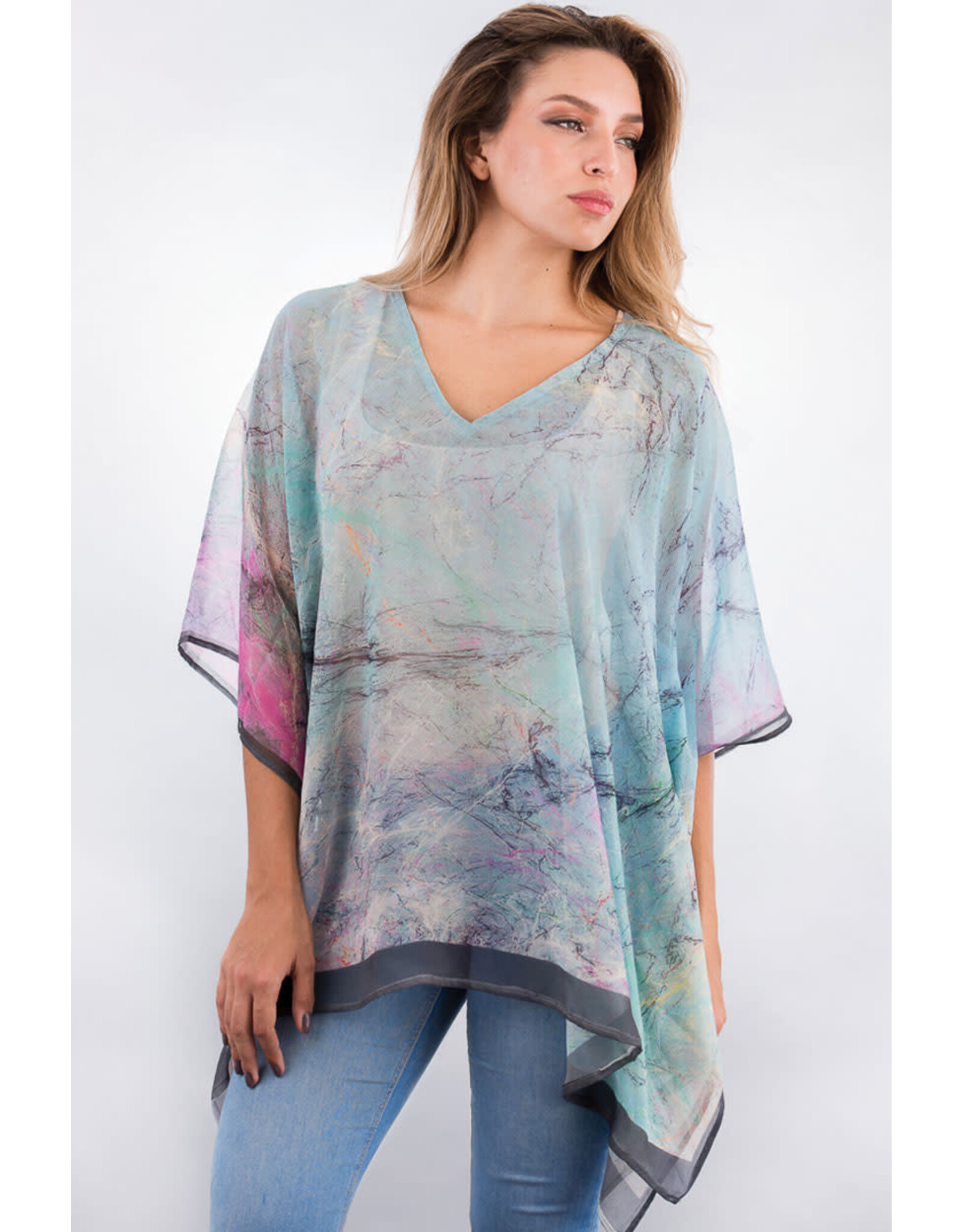 Kumari Cupro Tops Sky Blue Multi