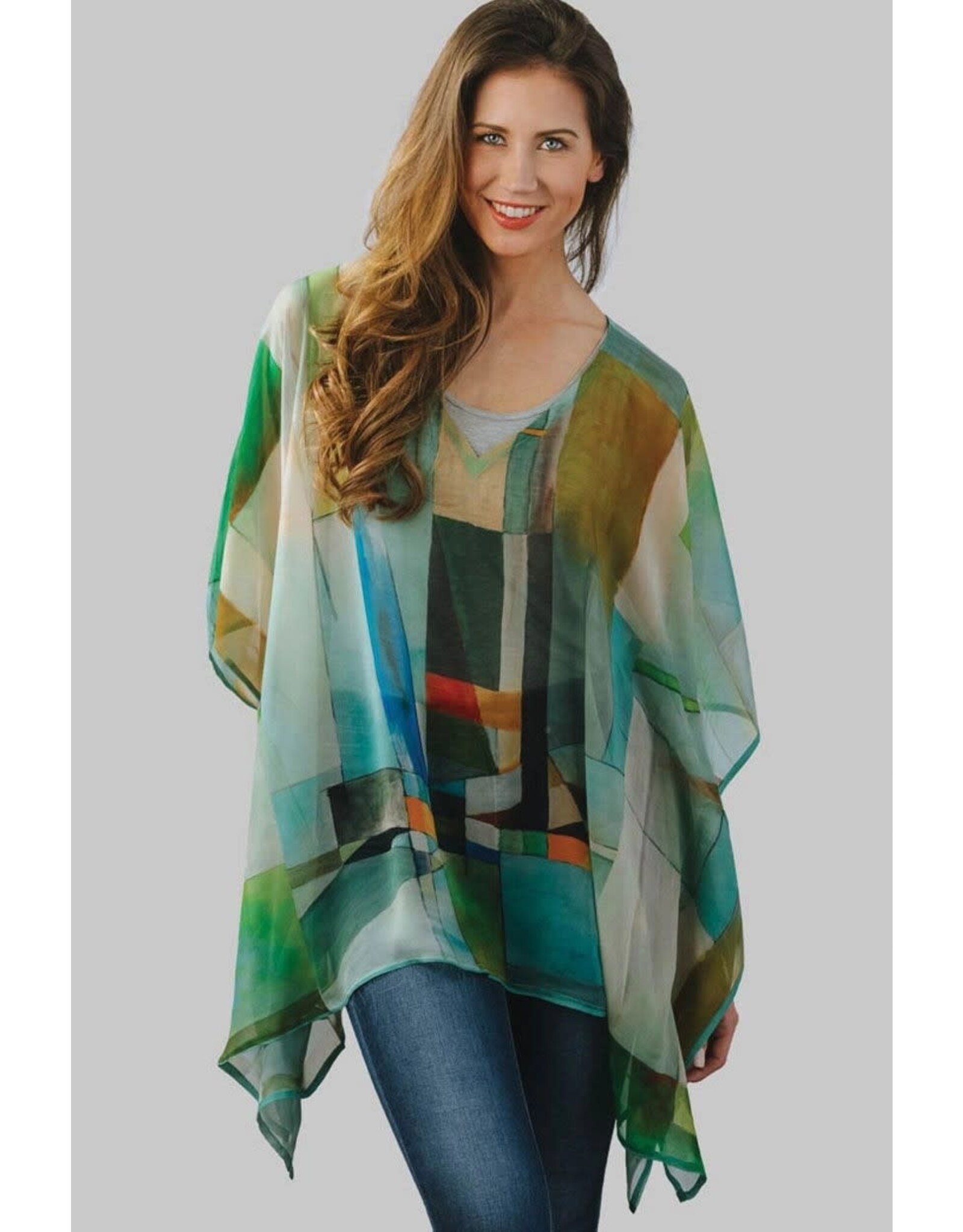Trade roots Kumari Cupro Tops Turquoise Multi, India