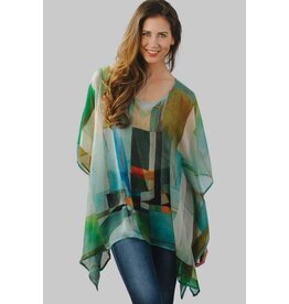 Trade roots Kumari Cupro Tops Turquoise Multi, India