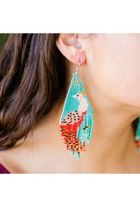 Beaded Fringe Peacock Earrings, Guatemala