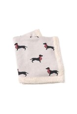 Cozy Sherpa Knit Baby Blanket - Dachshund Dog, London Dog Red
