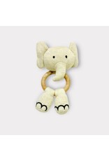 Elephant- Baby Teething Ring Rattle Toy (Organic) Natural Heather