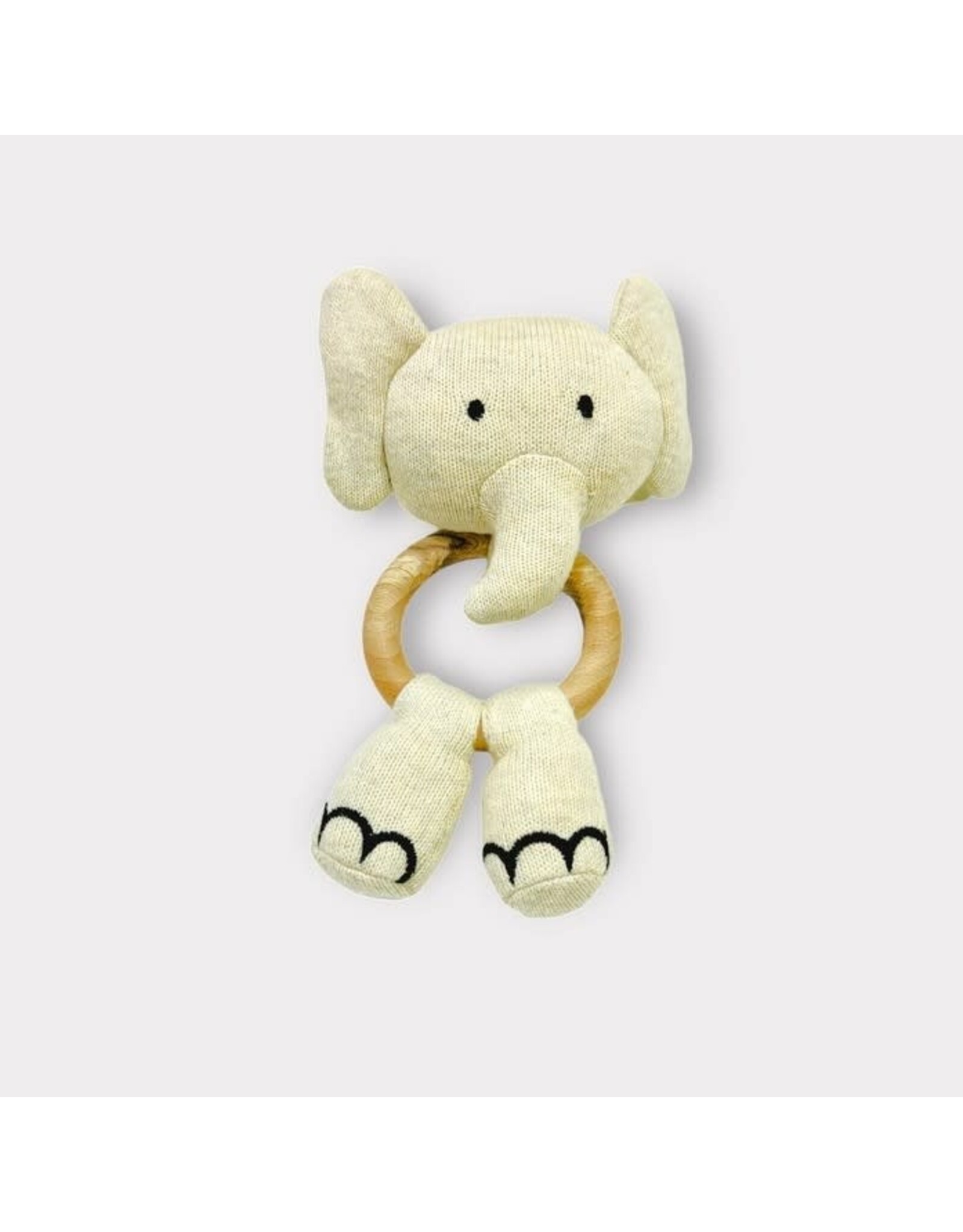Elephant- Baby Teething Ring Rattle Toy (Organic) Natural Heather