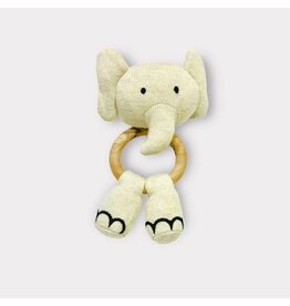 Elephant- Baby Teething Ring Rattle Toy (Organic) Natural Heather