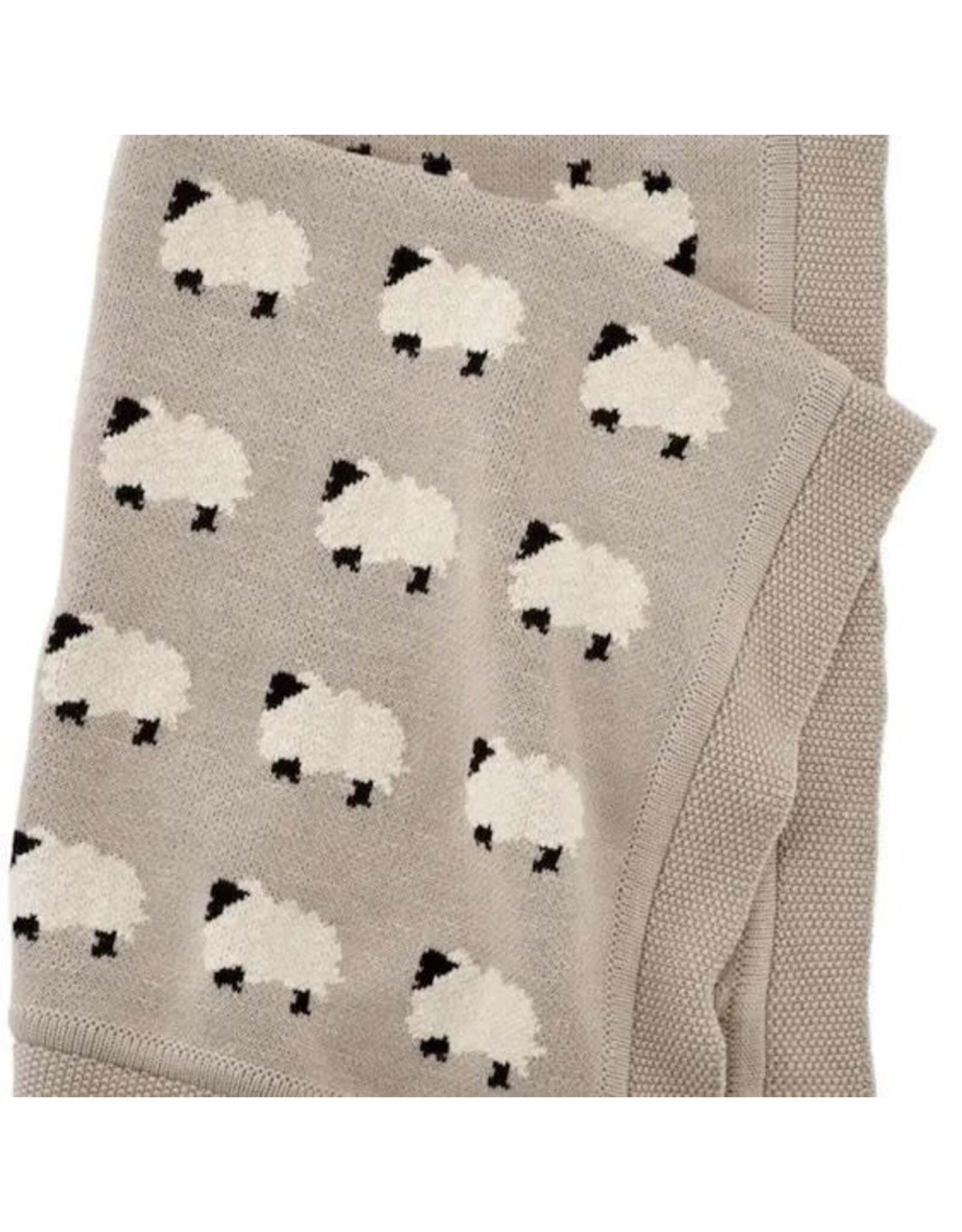 Furry Sheep - Organic Cotton Jacquard Knit Baby Blanket