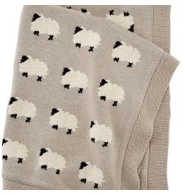 Furry Sheep - Organic Cotton Jacquard Knit Baby Blanket