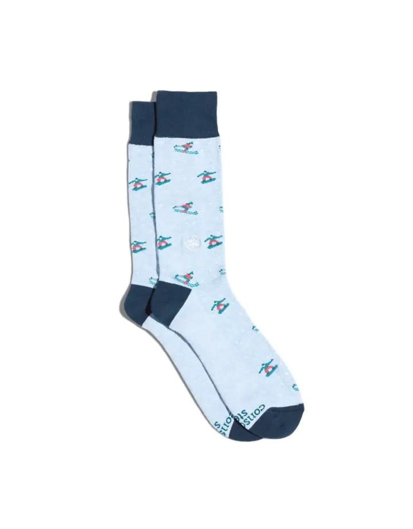 Socks That Support Youth Sports (Blue Skiers & Snowboarders) SMALL